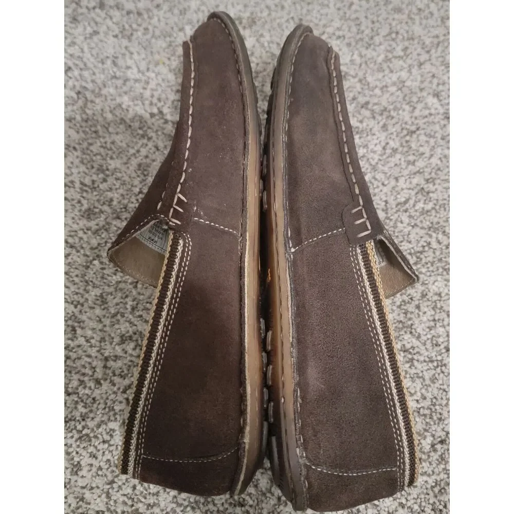 Margaritaville Brown Leather‎ Suede Boat Shoes Slip on Loafers Size 10 Mens